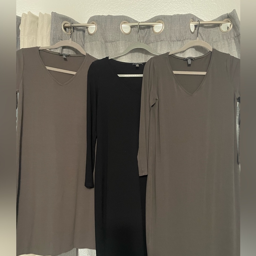 Eileen Fisher - lot of 3 v neck dresses